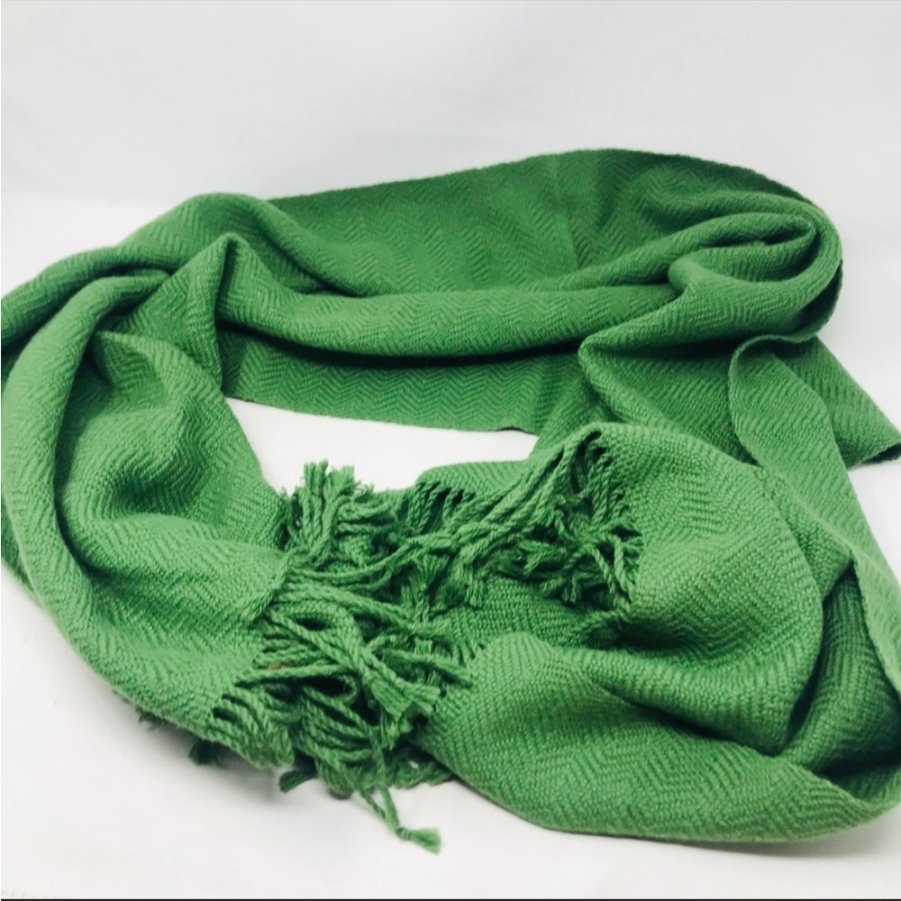 🦙🇧🇴💚Green Alpaca Fringe Winter Scarf NWT🦙🇧🇴💚